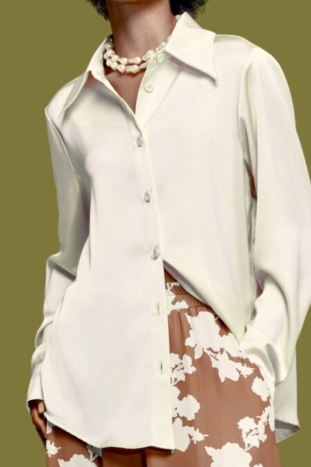 Kaia satin shirt (vanilla)/Mamoush πουκάμισο