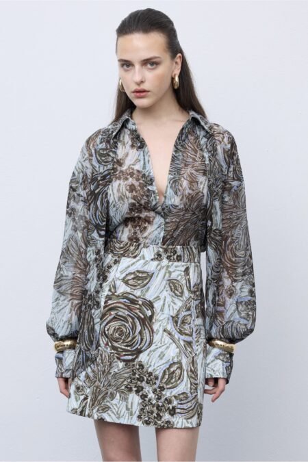 Mosaic Silver Anthesis Oversized Shirt/Ciel πουκάμισο