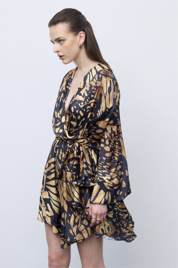 Butterfly mosaic wrap mini dress - Image 2