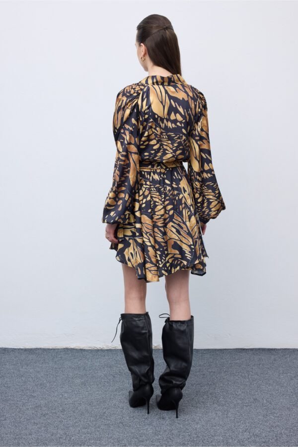 Butterfly mosaic wrap mini dress - Image 4