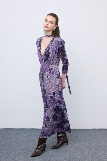 Mosaic Mauve Anthesis Midi Jersey Dress/Ciel φόρεμα