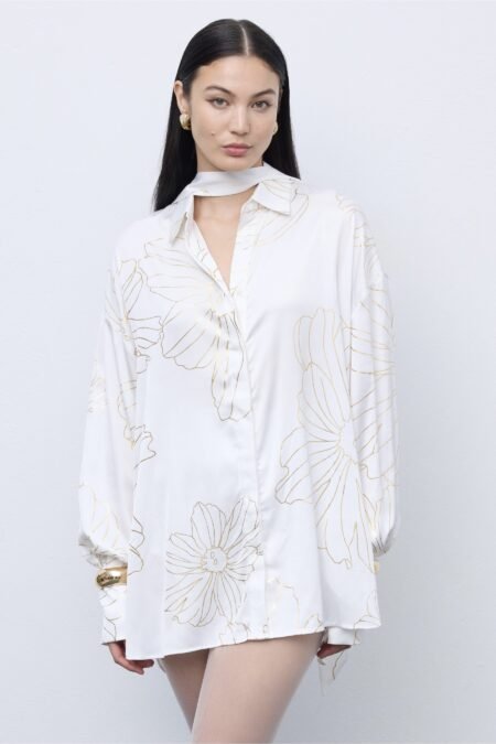 Gold Lines Shirt White/Ciel πουκάμισο