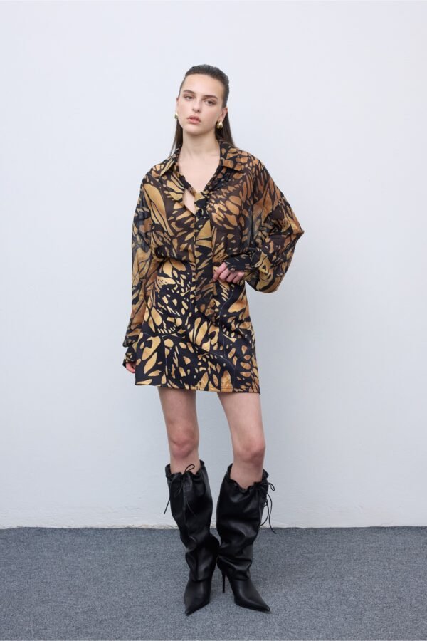 Butterfly mosaic oversized shirt/ciel πουκάμισο - Image 3