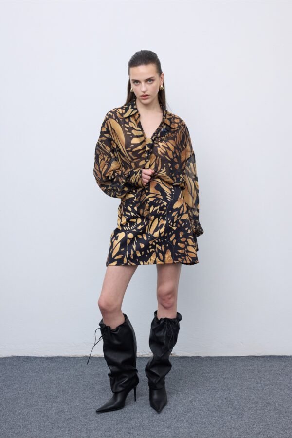 Butterfly mosaic oversized shirt/ciel πουκάμισο