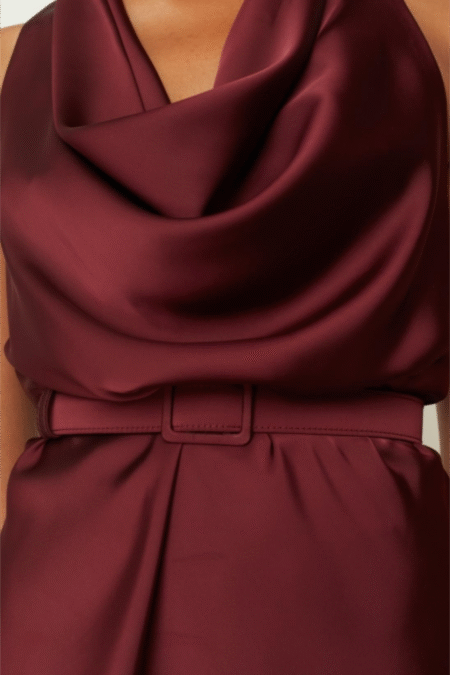 Satin belt plum one size/ckontova ζώνη