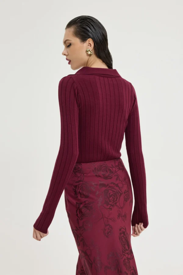Specter Top (Bordeaux)/Hemithea πλεκτό τοπ - Image 3