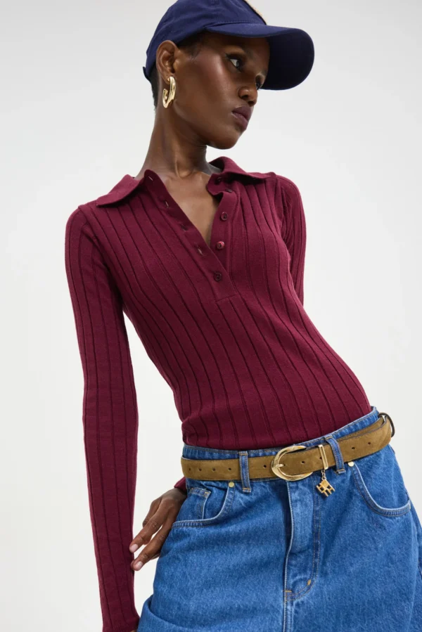 Specter Top (Bordeaux)/Hemithea πλεκτό τοπ - Image 7