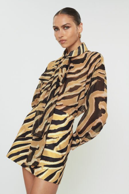 Thalia mini skirt caramel zebra/Mix & Match φούστα