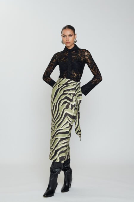 Penelope midi skirt olive zebra/Mix & Match φούστα