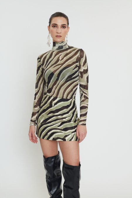 Thalia mini skirt olive zebra/Mix & Match φούστα