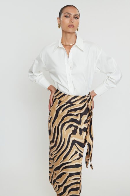 Penelope midi skirt caramel zebra/Mix & Match φούστα