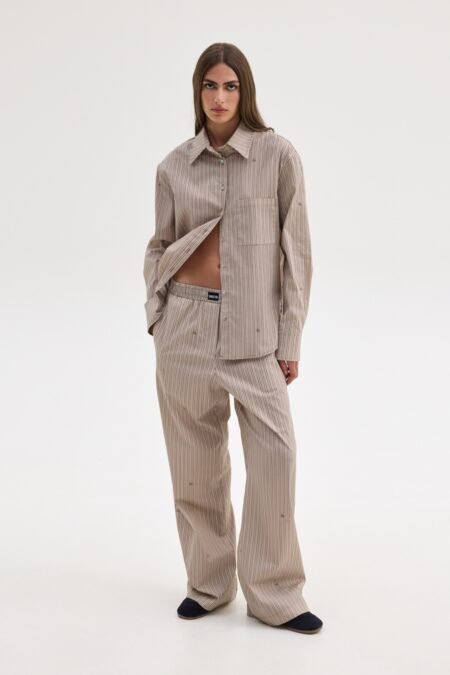 Agnes pants (beige stripes)/Sunsetgo παντελόνι