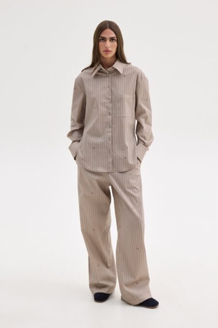 Agnes shirt (beige stripes)/Sunsetgo πουκάμισο