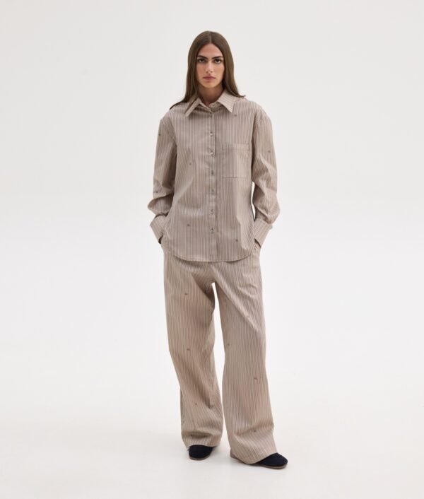 Agnes shirt (beige stripes)/Sunsetgo πουκάμισο