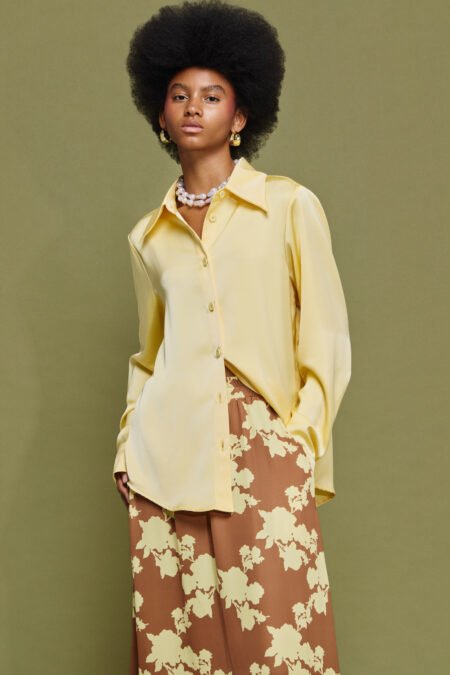 Kaia satin shirt (pale yellow)/Mamoush πουκάμισο