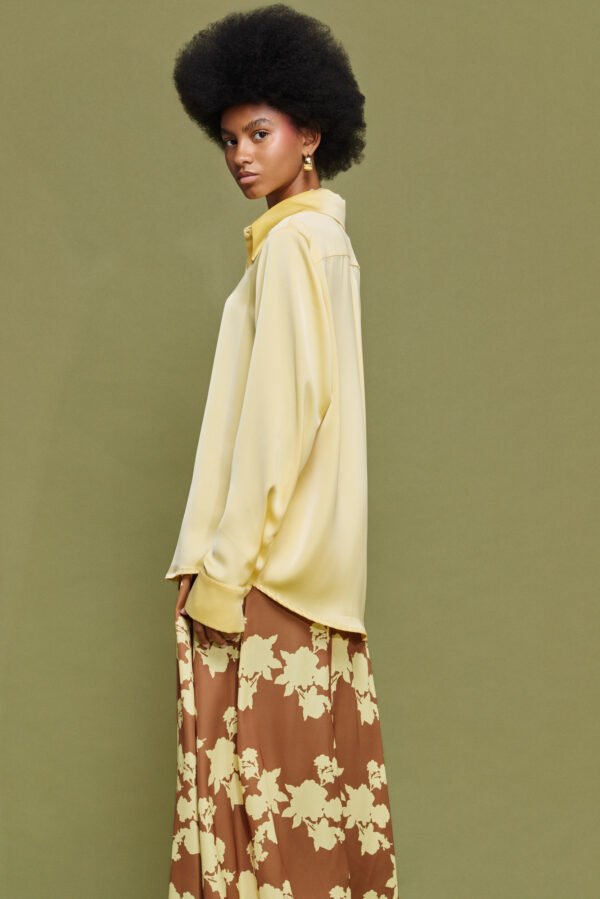 Kaia satin shirt (pale yellow)/Mamoush πουκάμισο - Image 3