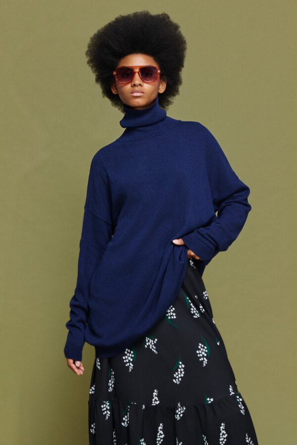 Velma knitted turtleneck από κασμίρ (dark blue)/ Mamoush μπλούζα - Image 2