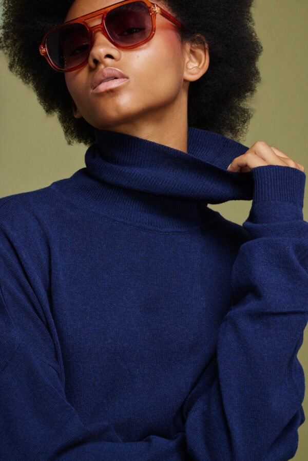 Velma knitted turtleneck από κασμίρ (dark blue)/ Mamoush μπλούζα - Image 3