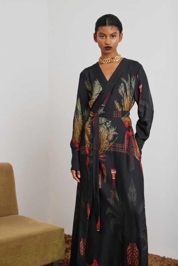 Emma dress black palm tree/Mamoush φόρεμα