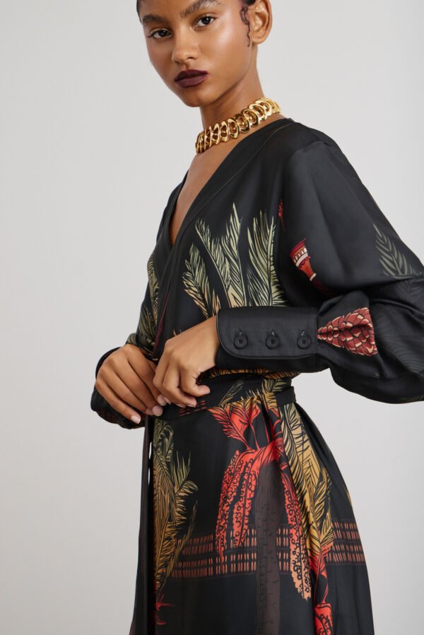 Emma dress black palm tree/Mamoush φόρεμα - Image 2