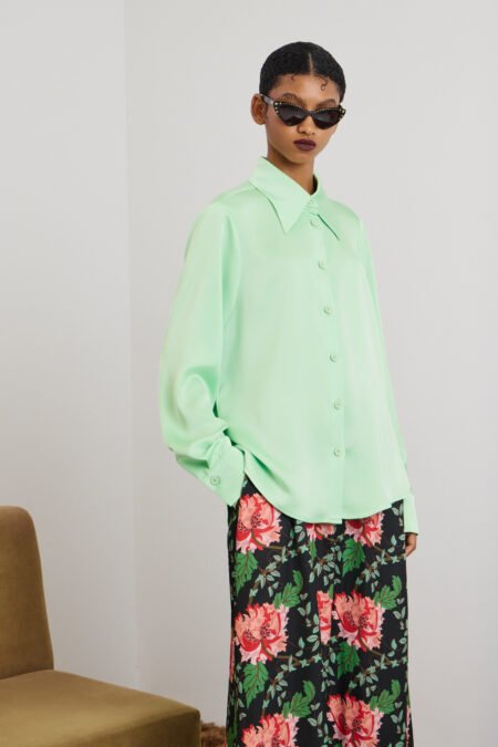 Kaia satin shirt (mint)/Mamoush πουκάμμισο