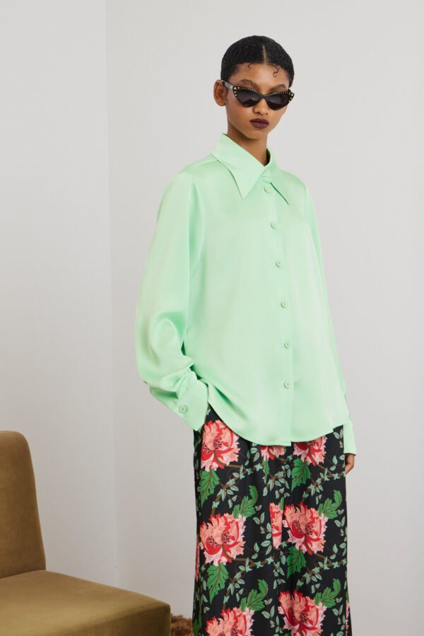 Kaia satin shirt (mint)/Mamoush πουκάμμισο