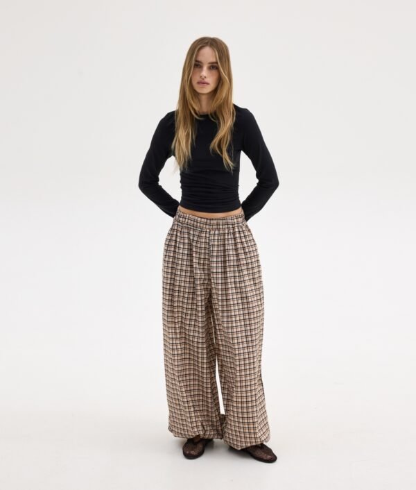 Suzanne printed pants (beige plaid)/Sunsetgo παντελόνι - Image 2