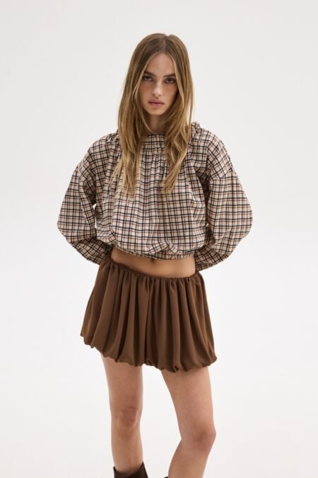 Vivienne top (beige plaid)/Sunsetgo μπλούζα
