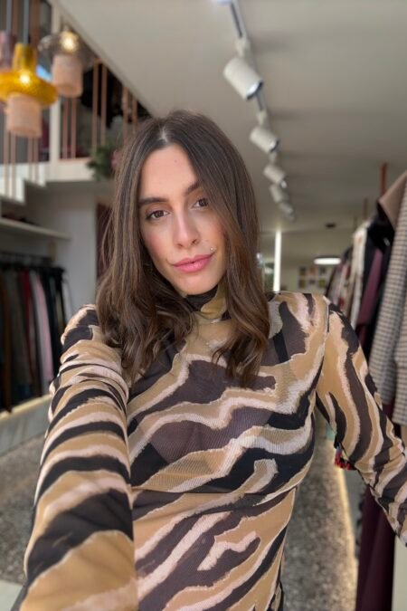 Keisi tulle top (zebra caramel print)/Mix & match μπλούζα