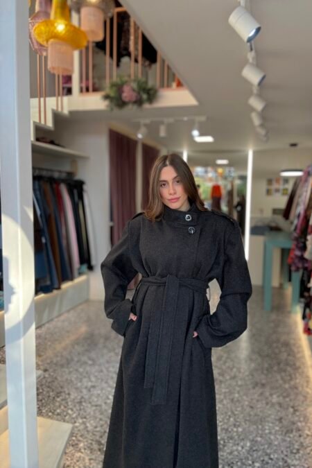 Long coat with belt (black)/Ckontova πανωφόρι