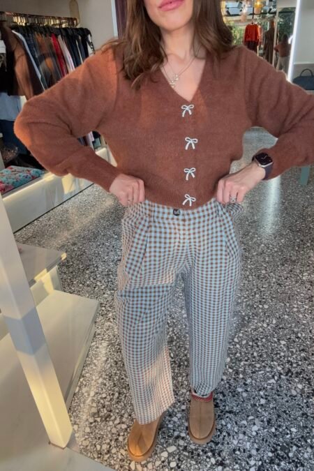 Classic plaid pants (mint brown)/Milkwhite παντελόνι