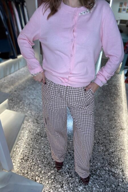 Cargo plaid pants (pink brown vichy)/Milkwhite παντελόνι