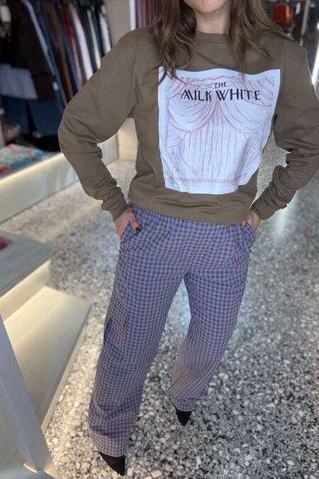 Cargo plaid pants (blue brown vichy)/Milkwhite παντελόνι