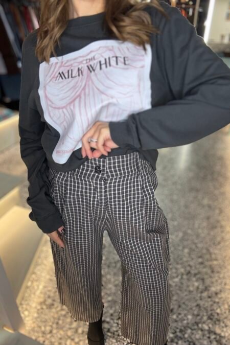 Classic plaid pants (black vichy)/Milkwhite παντελόνι