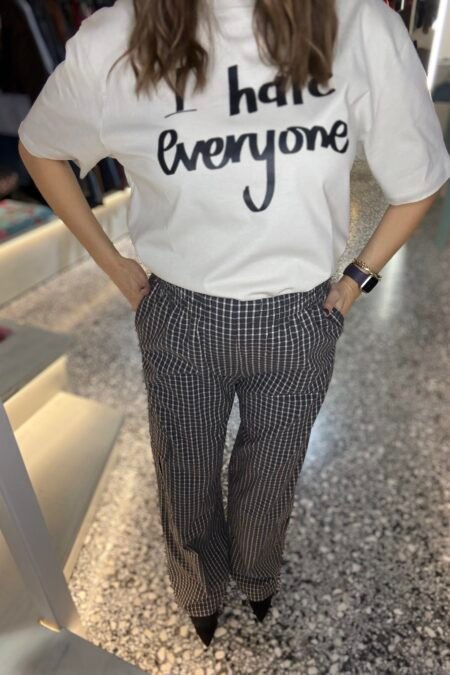 Cargo plaid pants (black vichy)/Milkwhite παντελόνι