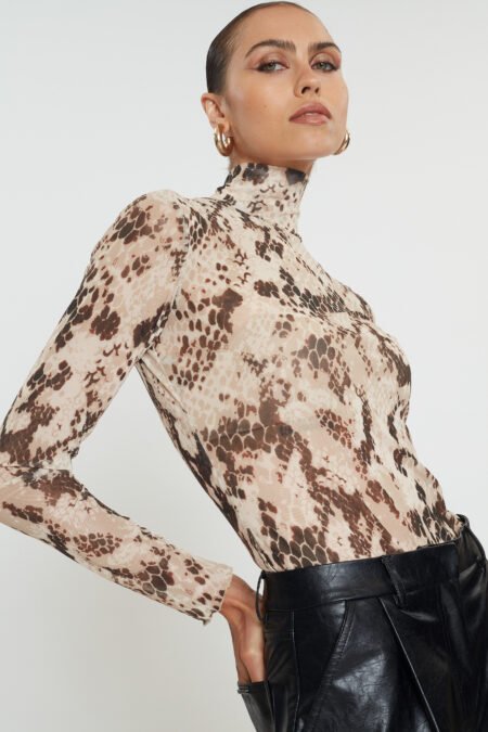 Keisi tulle top (beige snake print)/Mix & match μπλούζα