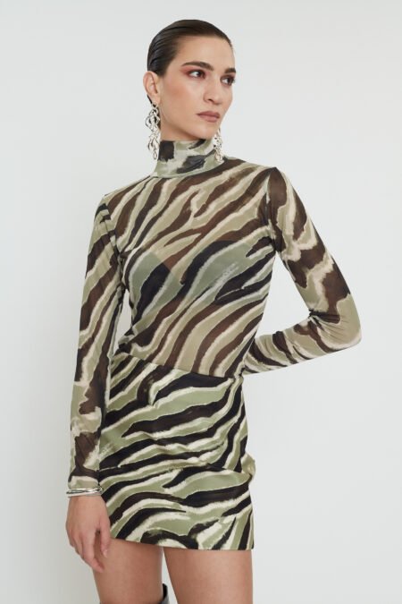Keisi tulle top (olive zebra print)/Mix & match μπλούζα
