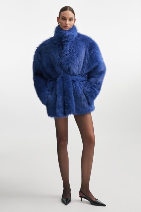 Sally fur jacket blue/Nadia rapti πζνωφόρι