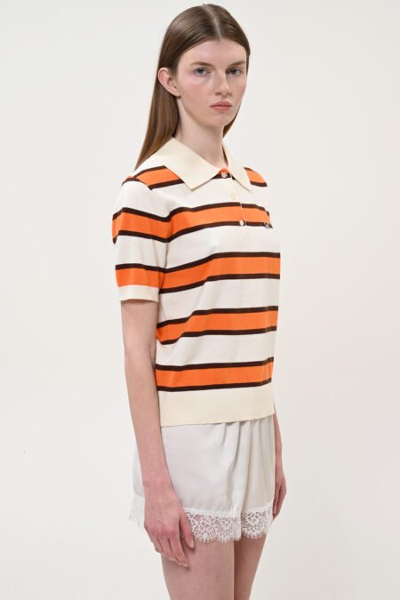Multi-color striped polo sweater (orange)/Boom μπλούζα