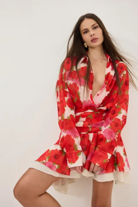 Heather shirt (blooming sky red)/Hemithea πουκάμισο