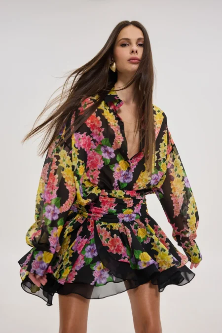 Heather shirt (dragon flower black)/ Hemithea πουκάμισο