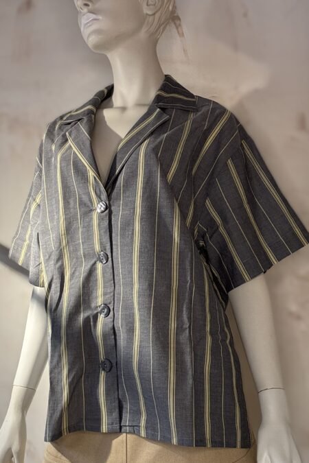 Grey striped short sleeve shirt/CKontova πουκάμισο