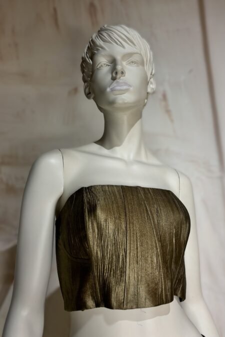 Χακί μεταλλικό πλισέ στράπλες τοπ/CKontova τοπ