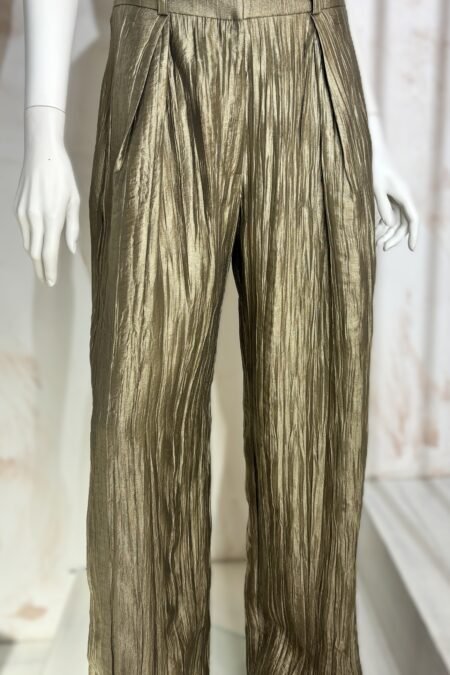 Χακί μεταλλική πλισέ παντελόνα/CKontova παντελόνι