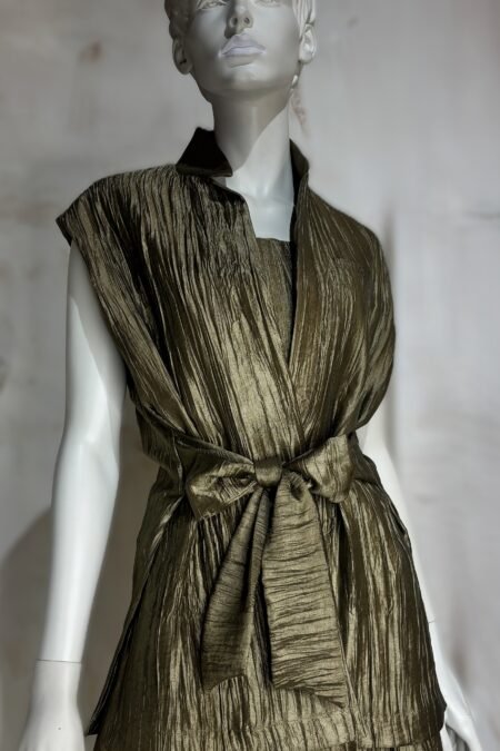 Χακί μεταλλικό πλισέ γιλέκο/CKontova γιλέκο