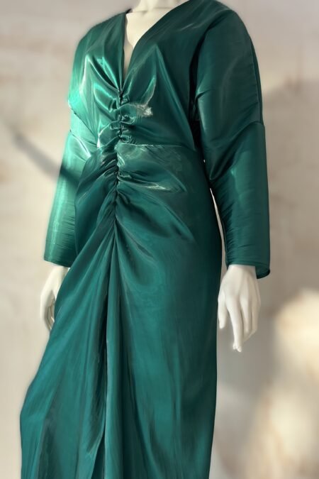 Emerald satin maxi dress/CKontova φόρεμα