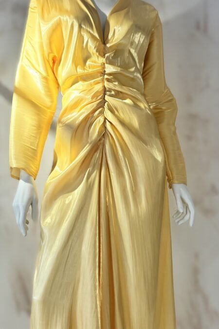 Yellow satin maxi dress/CKontova φόρεμα