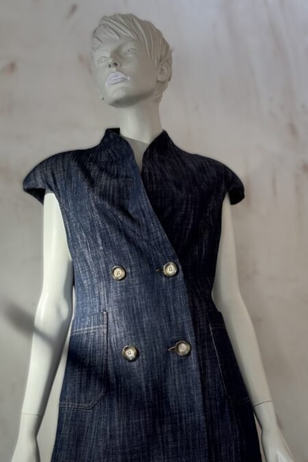 Denim short sleeve blazer/CKontova αμάνικο σακάκι