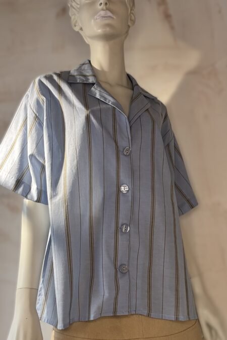 Blue striped short sleeve shirt/CKontova πουκάμισο