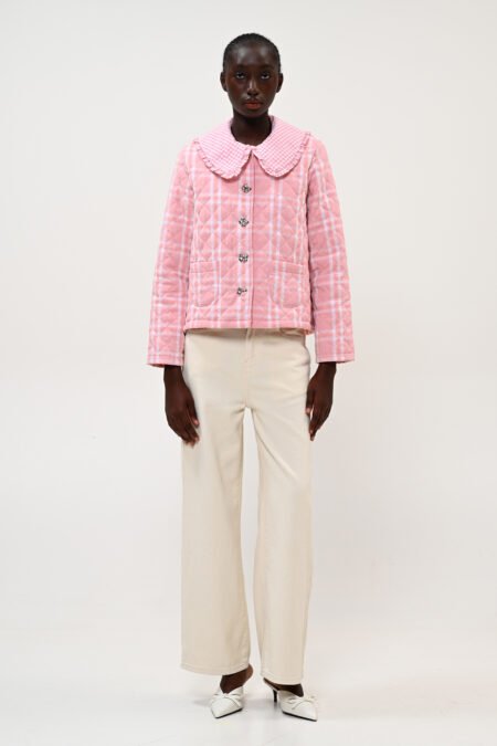 Jacket check pink with buttons/Boom μπουφάν